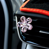 1 buc. flori colorate cu strass, priză de aer pentru mașină, clemă decorativă, cristal, farmece pentru mașină, decorație interioară drăguță, accesorii auto