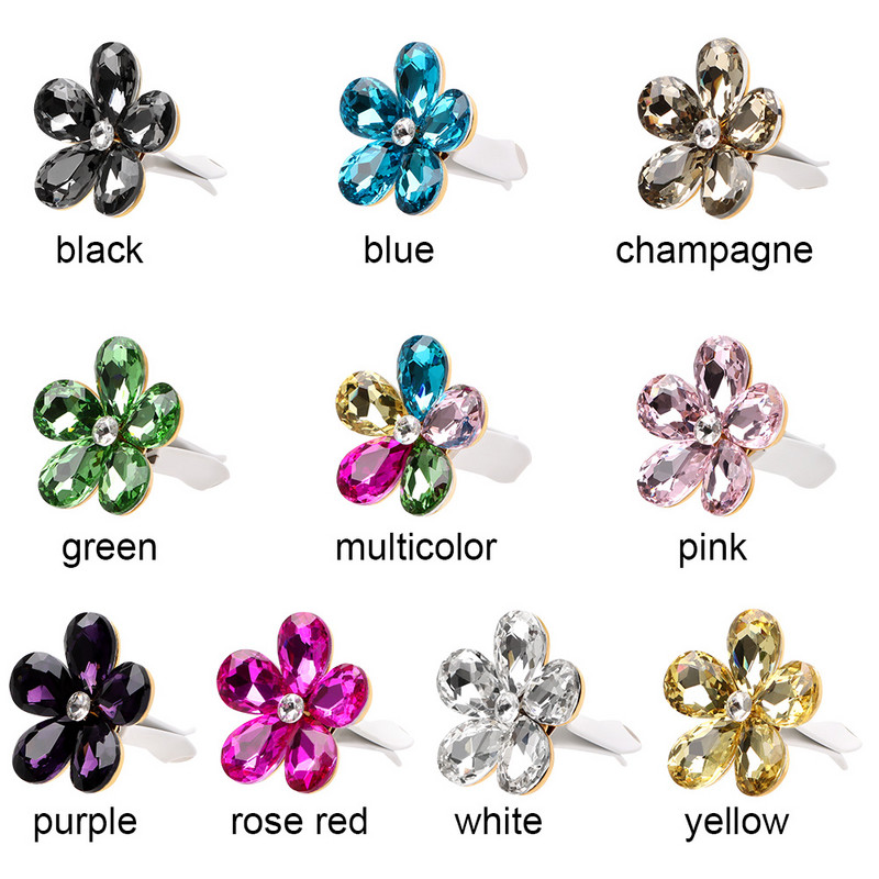 1 buc. flori colorate cu strass, priză de aer pentru mașină, clemă decorativă, cristal, farmece pentru mașină, decorație interioară drăguță, accesorii auto
