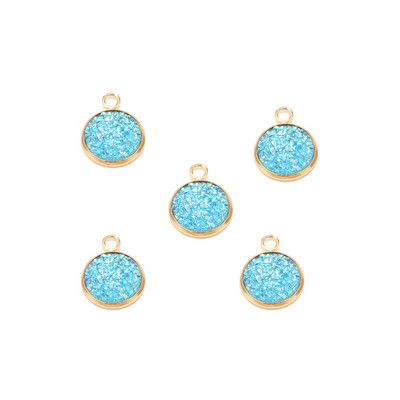 Nehrđajući čelik Zlatni svjetlucavi privjesak od lažne Druzy smole Šareni okrugli šarm za žene DIY nakit 12 mm