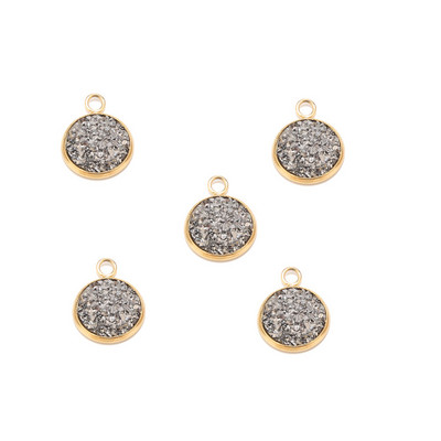 Nehrđajući čelik Zlatni svjetlucavi privjesak od lažne Druzy smole Šareni okrugli šarm za žene DIY nakit 12 mm