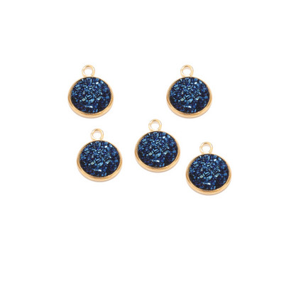 Nehrđajući čelik Zlatni svjetlucavi privjesak od lažne Druzy smole Šareni okrugli šarm za žene DIY nakit 12 mm