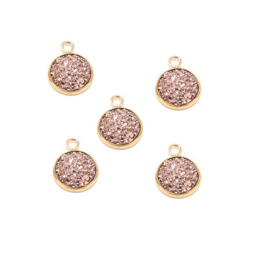Nehrđajući čelik Zlatni svjetlucavi privjesak od lažne Druzy smole Šareni okrugli šarm za žene DIY nakit 12 mm