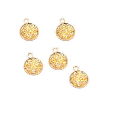 Nehrđajući čelik Zlatni svjetlucavi privjesak od lažne Druzy smole Šareni okrugli šarm za žene DIY nakit 12 mm