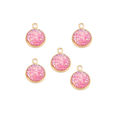 Nehrđajući čelik Zlatni svjetlucavi privjesak od lažne Druzy smole Šareni okrugli šarm za žene DIY nakit 12 mm