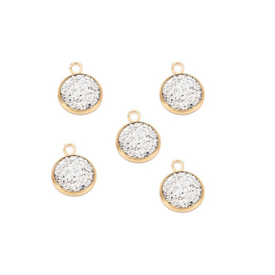 Nehrđajući čelik Zlatni svjetlucavi privjesak od lažne Druzy smole Šareni okrugli šarm za žene DIY nakit 12 mm