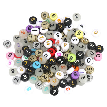 100 τμχ Μικτές ακρυλικές χάντρες με ψηφιακά γράμματα Λευκές μαύρες στρογγυλές επίπεδες χάντρες για κοσμήματα Κατασκευή Diy Charms Βραχιόλι κολιέ