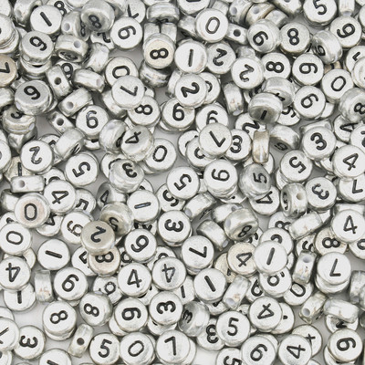 100 kom Mješovite digitalne akrilne perle sa slovima Bijelo crne okrugle perle s ravnim brojevima za izradu nakita Diy Charms Narukvica Ogrlica