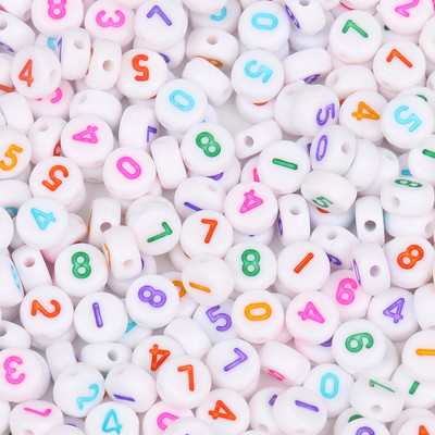 100 kom Mješovite digitalne akrilne perle sa slovima Bijelo crne okrugle perle s ravnim brojevima za izradu nakita Diy Charms Narukvica Ogrlica