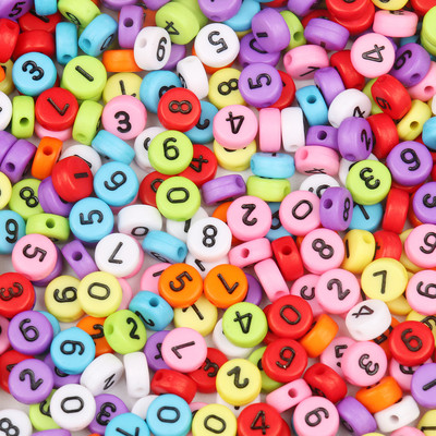 100 kom Mješovite digitalne akrilne perle sa slovima Bijelo crne okrugle perle s ravnim brojevima za izradu nakita Diy Charms Narukvica Ogrlica