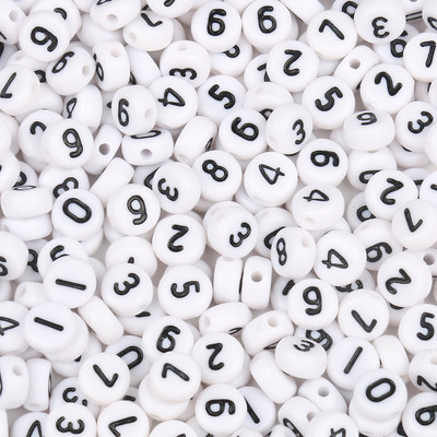 100 kom Mješovite digitalne akrilne perle sa slovima Bijelo crne okrugle perle s ravnim brojevima za izradu nakita Diy Charms Narukvica Ogrlica