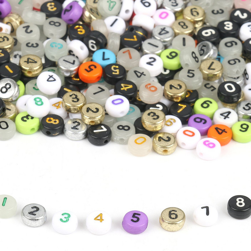 100 kom Mješovite digitalne akrilne perle sa slovima Bijelo crne okrugle perle s ravnim brojevima za izradu nakita Diy Charms Narukvica Ogrlica