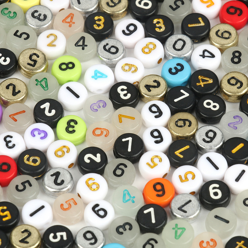 100 kom Mješovite digitalne akrilne perle sa slovima Bijelo crne okrugle perle s ravnim brojevima za izradu nakita Diy Charms Narukvica Ogrlica