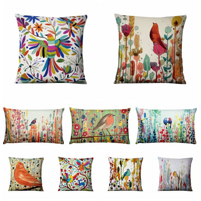 Love Bird Art Cushion Ακουαρέλα Bird Printed Cushion Διακοσμητικό Μαξιλάρι Διακόσμηση σπιτιού Μαξιλάρια Ριχτάρι Καναπέ Almofadas 45*45