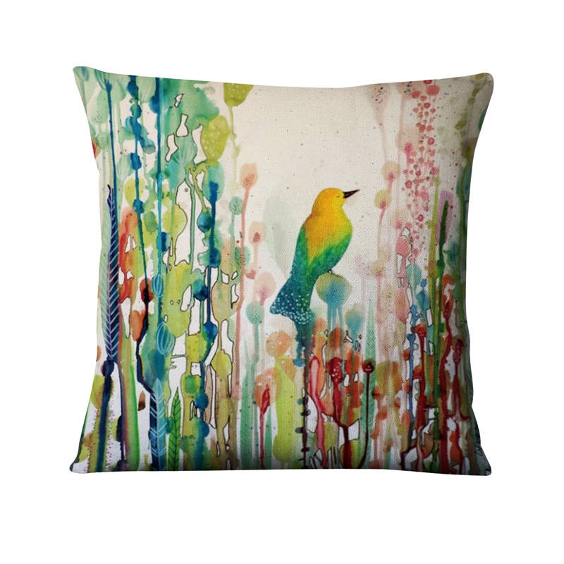Love Bird Art párna akvarell madár nyomtatott párna dekoratív párna lakberendezési kanapé párna Almofadas 45*45
