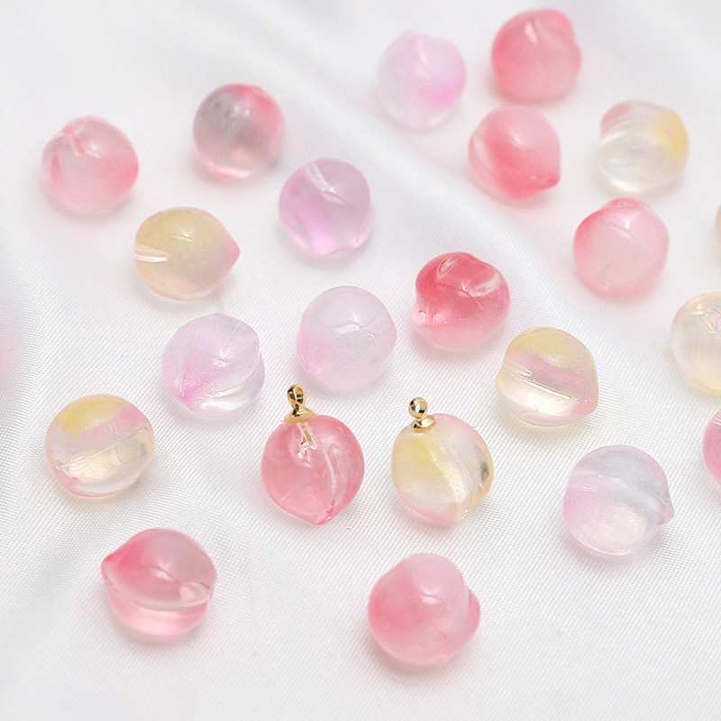 10 kom 11*12 mm ružičasta breskvasta staklena labava perla s polurupom za DIY izradu nakita naušnice ogrlica narukvica
