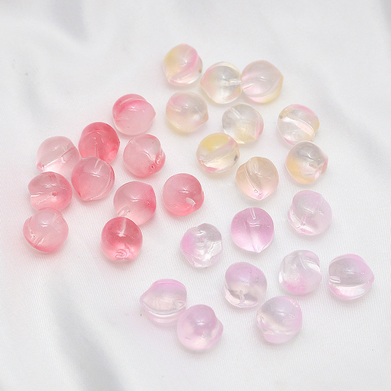 10 kom 11*12 mm ružičasta breskvasta staklena labava perla s polurupom za DIY izradu nakita naušnice ogrlica narukvica