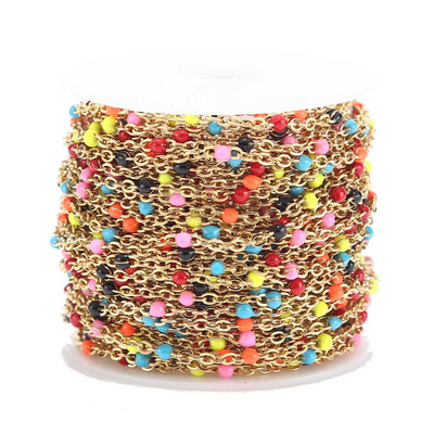 2mm širine 1M lančići od nehrđajućeg čelika za nakit DIY emajlirani ovalni kuglasti lanac s perlama za žene Ogrlice Narukvice Izrada narukvica