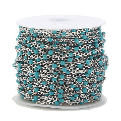 2mm širine 1M lančići od nehrđajućeg čelika za nakit DIY emajlirani ovalni kuglasti lanac s perlama za žene Ogrlice Narukvice Izrada narukvica