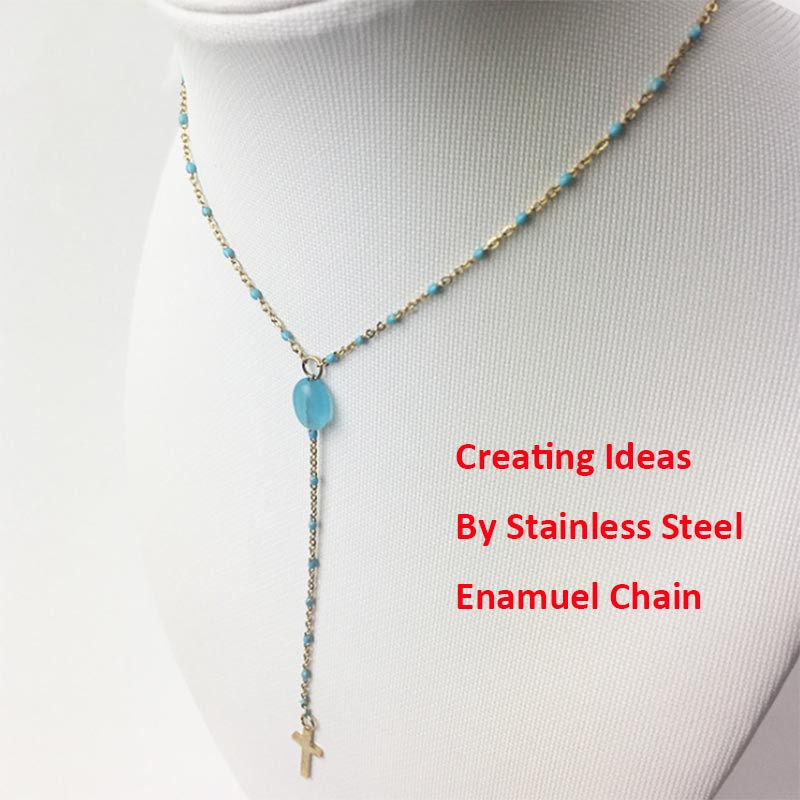 2mm širine 1M lančići od nehrđajućeg čelika za nakit DIY emajlirani ovalni kuglasti lanac s perlama za žene Ogrlice Narukvice Izrada narukvica