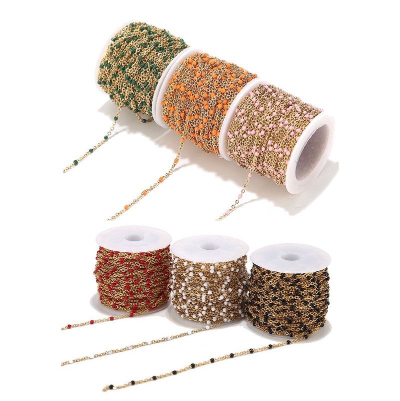 2mm širine 1M lančići od nehrđajućeg čelika za nakit DIY emajlirani ovalni kuglasti lanac s perlama za žene Ogrlice Narukvice Izrada narukvica