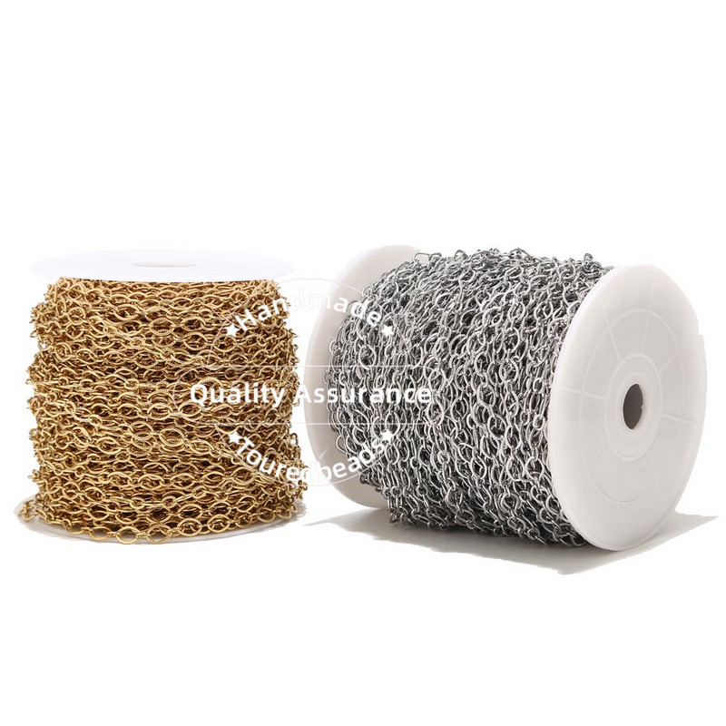 Touredbeads 1M 6 mm širine od nehrđajućeg čelika zlatni krug ovalni karika lančići za DIY ogrlice Izrada nakita Ručno izrađeni nalazi