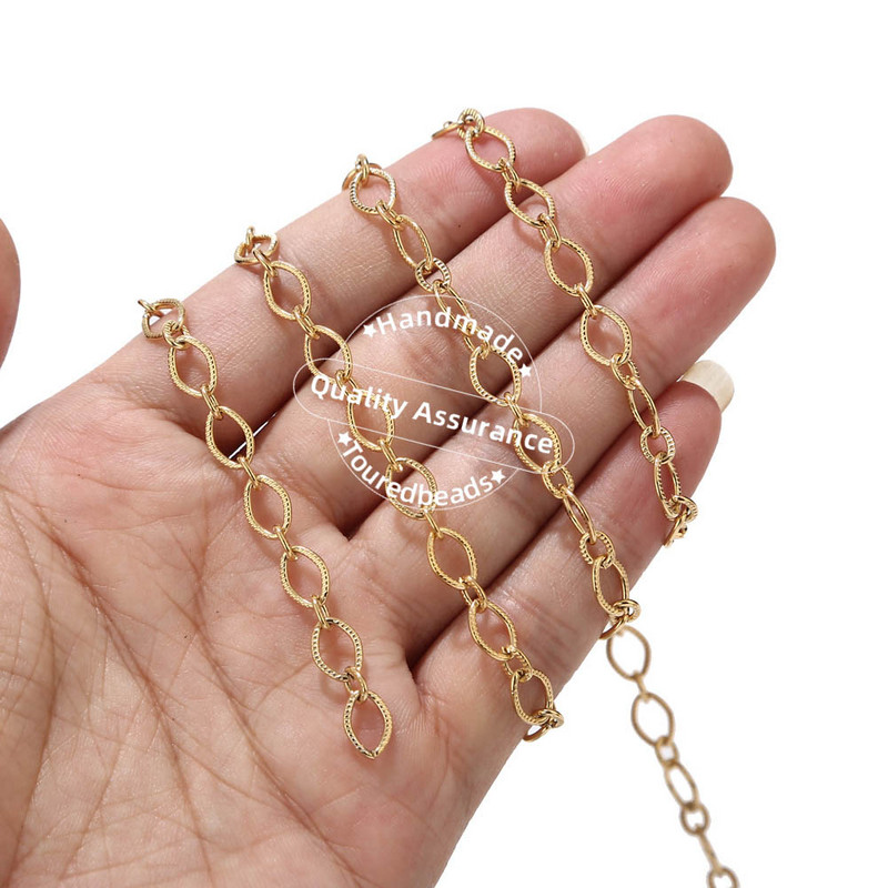 Touredbeads 1M 6 mm širine od nehrđajućeg čelika zlatni krug ovalni karika lančići za DIY ogrlice Izrada nakita Ručno izrađeni nalazi