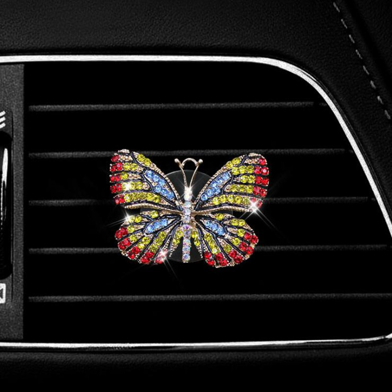 Modeliranje leptira u boji automobilski osvježivač zraka Izvrsni ženski dodaci Metalni kristalni leptir auto parfem Ornament