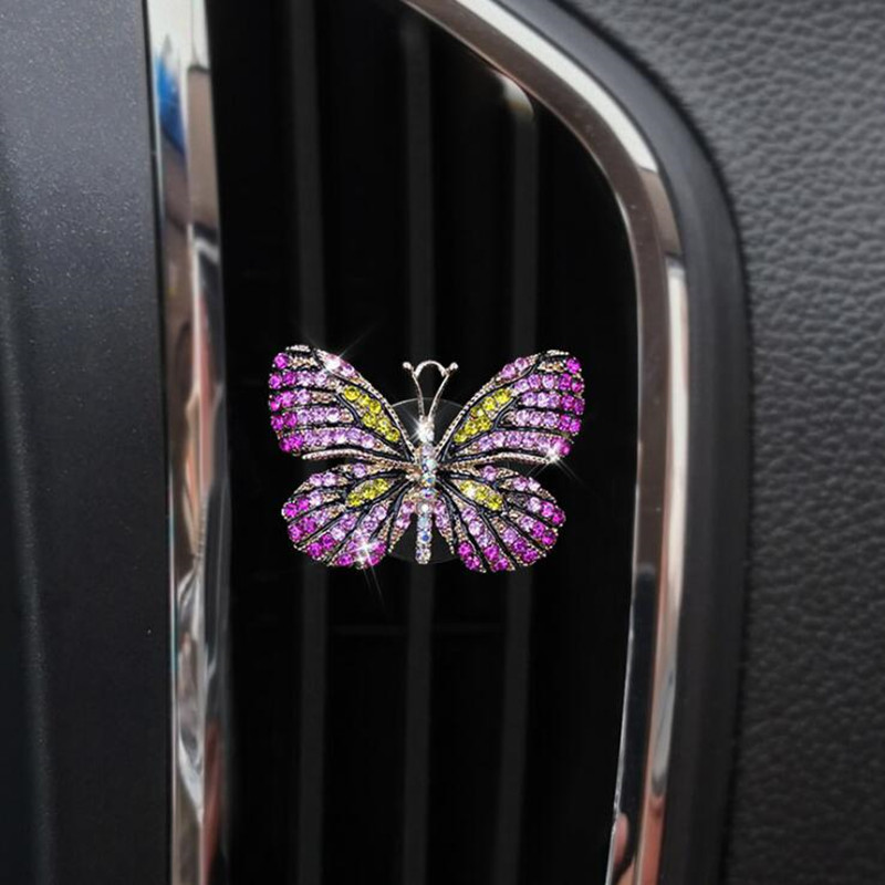 Modeliranje leptira u boji automobilski osvježivač zraka Izvrsni ženski dodaci Metalni kristalni leptir auto parfem Ornament