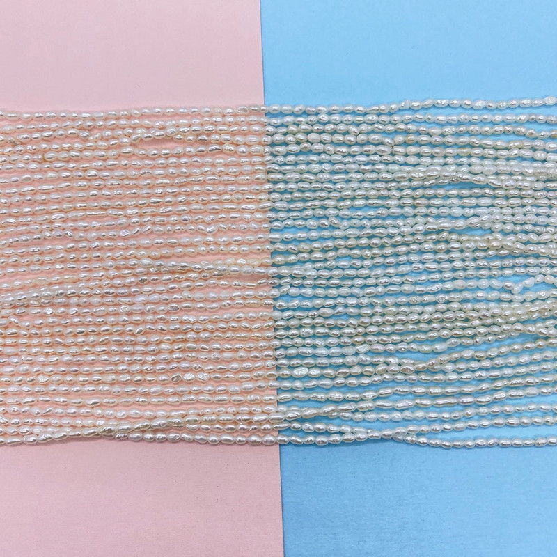 2–4 mm išskirtiniai A klasės natūralūs gėlavandeniai soros karoliukai, žavūs perlai, moteriški papuošalai „pasidaryk pats“ gaminimas „pasidaryk pats“ perlų vėrinys, 1 vijos auskaras