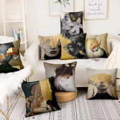 Dekoracija jastuka za dom Nova klasična ljepota Jastučnica s umjetničkim printom Retro zlatna folija Jastučići od lanene posteljine Ukrasni jastuk Almofadas