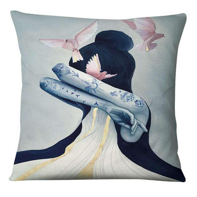 Dekoracija jastuka za dom Nova klasična ljepota Jastučnica s umjetničkim printom Retro zlatna folija Jastučići od lanene posteljine Ukrasni jastuk Almofadas