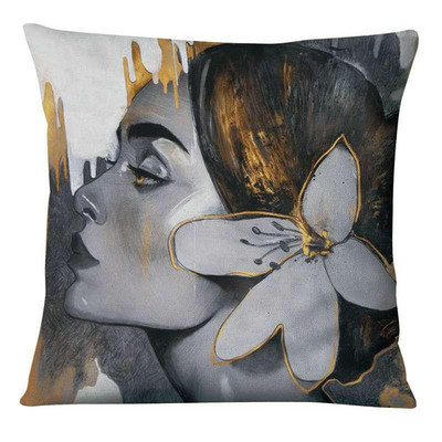 Dekoracija jastuka za dom Nova klasična ljepota Jastučnica s umjetničkim printom Retro zlatna folija Jastučići od lanene posteljine Ukrasni jastuk Almofadas