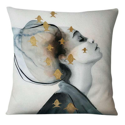 Dekoracija jastuka za dom Nova klasična ljepota Jastučnica s umjetničkim printom Retro zlatna folija Jastučići od lanene posteljine Ukrasni jastuk Almofadas