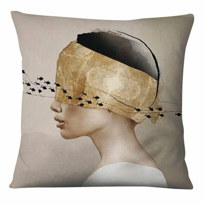 Dekoracija jastuka za dom Nova klasična ljepota Jastučnica s umjetničkim printom Retro zlatna folija Jastučići od lanene posteljine Ukrasni jastuk Almofadas