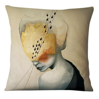 Dekoracija jastuka za dom Nova klasična ljepota Jastučnica s umjetničkim printom Retro zlatna folija Jastučići od lanene posteljine Ukrasni jastuk Almofadas