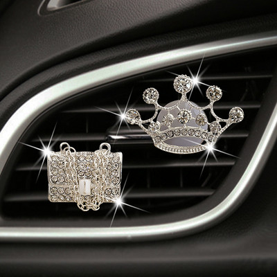 Crystal Diamond Crown autós kiegészítők lányoknak strassz táska Crystal magassarkú autófrissítő parfüm diffúzor születésnapi ajándék
