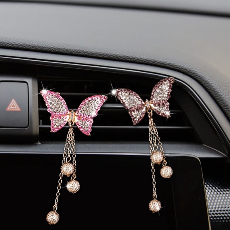 Autó Légfrissítő Légkivezető Klíma Divatos strasszos Borboleta Parfüm Clip Női Autóipari Belső Kiegészítők