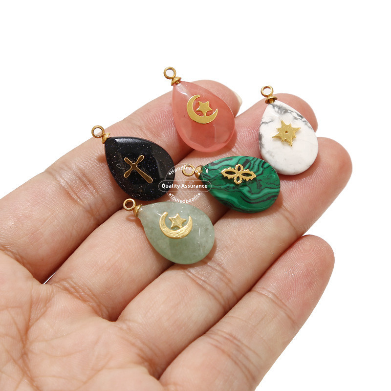 4 komada prirodnog kamena od nehrđajućeg čelika, privjesci u obliku suze, dragi kamen, privjesci u obliku kapi vode za DIY ogrlice, perle za izradu nakita