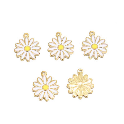 5 komada nehrđajućeg čelika emajl plavo bijelo ružičasto suncokret šarm privjesci za ogrlicu zlatna tratinčica DIY narukvica konektori nalazi