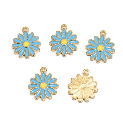 5 komada nehrđajućeg čelika emajl plavo bijelo ružičasto suncokret šarm privjesci za ogrlicu zlatna tratinčica DIY narukvica konektori nalazi