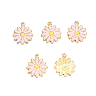 5 komada nehrđajućeg čelika emajl plavo bijelo ružičasto suncokret šarm privjesci za ogrlicu zlatna tratinčica DIY narukvica konektori nalazi