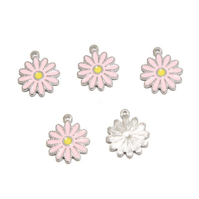 5 komada nehrđajućeg čelika emajl plavo bijelo ružičasto suncokret šarm privjesci za ogrlicu zlatna tratinčica DIY narukvica konektori nalazi