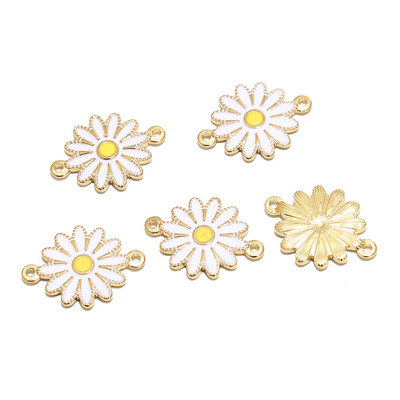 5 komada nehrđajućeg čelika emajl plavo bijelo ružičasto suncokret šarm privjesci za ogrlicu zlatna tratinčica DIY narukvica konektori nalazi