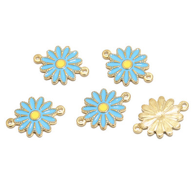 5 komada nehrđajućeg čelika emajl plavo bijelo ružičasto suncokret šarm privjesci za ogrlicu zlatna tratinčica DIY narukvica konektori nalazi