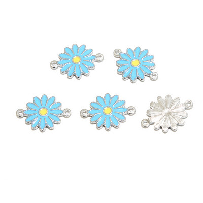 5 komada nehrđajućeg čelika emajl plavo bijelo ružičasto suncokret šarm privjesci za ogrlicu zlatna tratinčica DIY narukvica konektori nalazi
