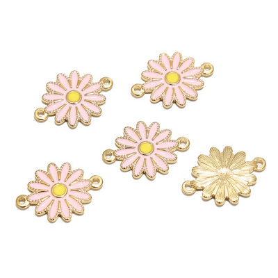 5 komada nehrđajućeg čelika emajl plavo bijelo ružičasto suncokret šarm privjesci za ogrlicu zlatna tratinčica DIY narukvica konektori nalazi