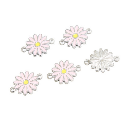 5 komada nehrđajućeg čelika emajl plavo bijelo ružičasto suncokret šarm privjesci za ogrlicu zlatna tratinčica DIY narukvica konektori nalazi