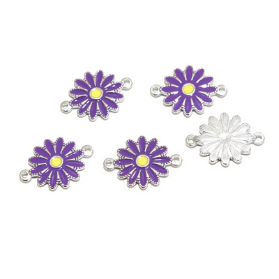 5 komada nehrđajućeg čelika emajl plavo bijelo ružičasto suncokret šarm privjesci za ogrlicu zlatna tratinčica DIY narukvica konektori nalazi