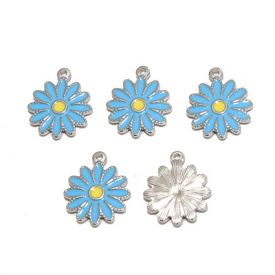 5 komada nehrđajućeg čelika emajl plavo bijelo ružičasto suncokret šarm privjesci za ogrlicu zlatna tratinčica DIY narukvica konektori nalazi