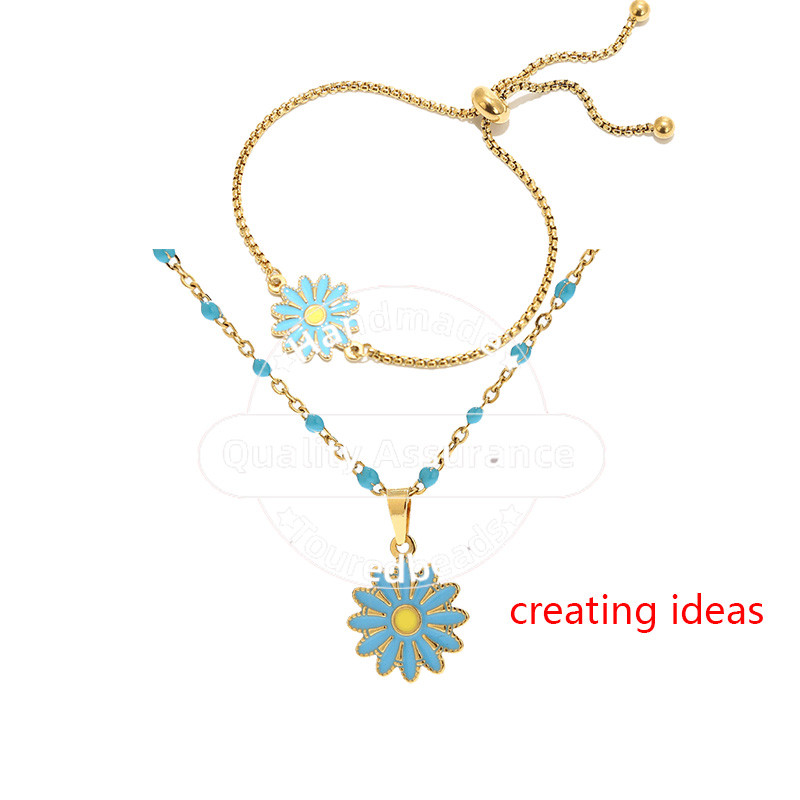 5 komada nehrđajućeg čelika emajl plavo bijelo ružičasto suncokret šarm privjesci za ogrlicu zlatna tratinčica DIY narukvica konektori nalazi